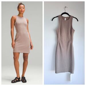NWT Lululemon Ribbed Softstreme Slim-Fit Tank Dress in Taupetastic Size 4